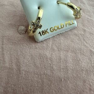 925 small cross with Cz gold filled stud